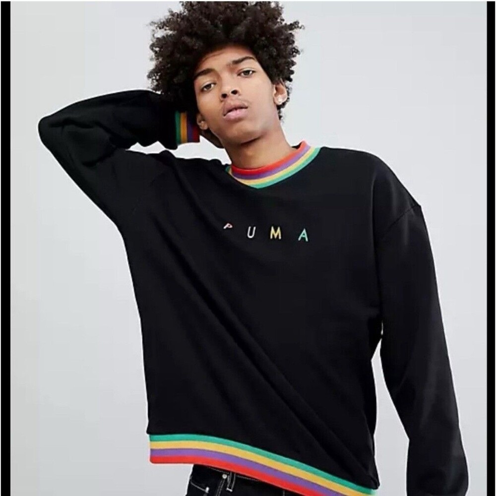 PUMA Medium Unisex Relaxed Fit Pullover Embroidered Logo Black